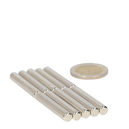 Neodymium Staafmagneet Ø6 x 40 mm N48 NiCuNi