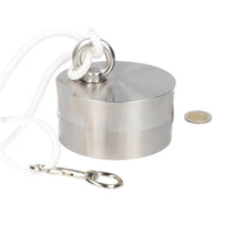 Neodymium Vismagneet Ø100 x 50 mm 500 kg Trekkracht NiCuNi – Set met 25 m Touw, Oogmoer, Bout en Musketon