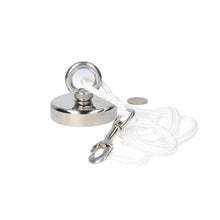 Neodymium Vismagneet Ø60 x 15 mm 130 kg Trekkracht NiCuNi – Set met 20 m Touw, Oogmoer, Bout en Musketon
