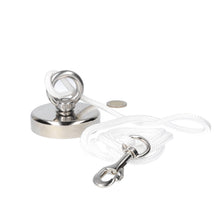 Neodymium Vismagneet Ø75 x 20 mm 175 kg Trekkracht NiCuNi – Set met 20 m Touw, Oogmoer, Bout en Musketon
