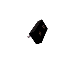 Neodymium blokmagneet van 50,8 x 25,4 x 8 mm met kunststof ommanteling en twee verzonken gaten voor schroefbevestiging, weergegeven op een witte achtergrond. De magneet is geschikt voor toepassingen in vochtige omgevingen en biedt bescherming tegen roest 