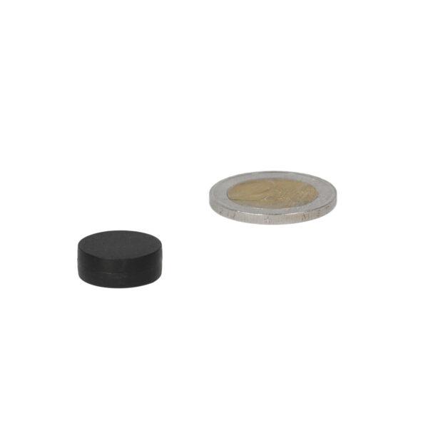 Disque aimanté 16 x 6 mm avec revêtement plastique - Noir