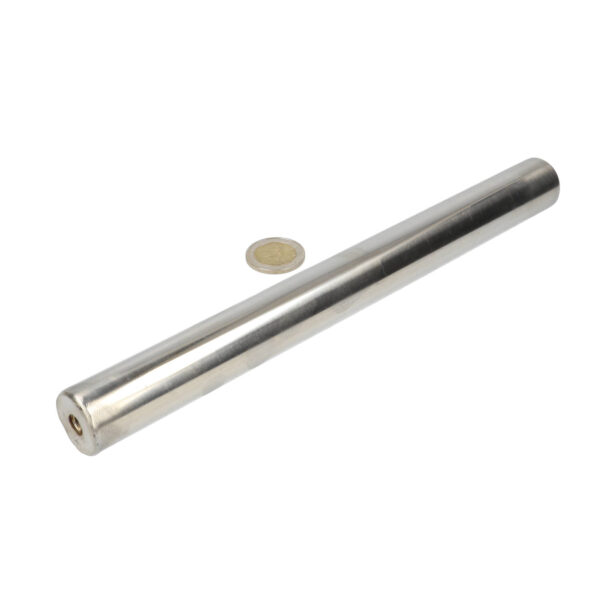 Aimant pour filtre 25x250mm acier inoxydable mt (filetage interne 2x) M8x12mm N42 - 1000 mT (10,000 Gs)